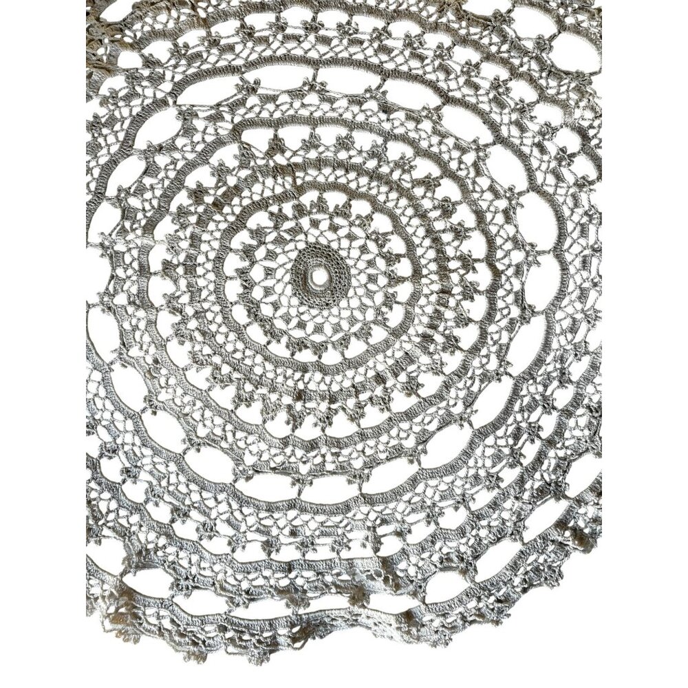 Handmade 22" Diameter Crocheted Cotton Doily wedding Decor - Picture 3 of 12